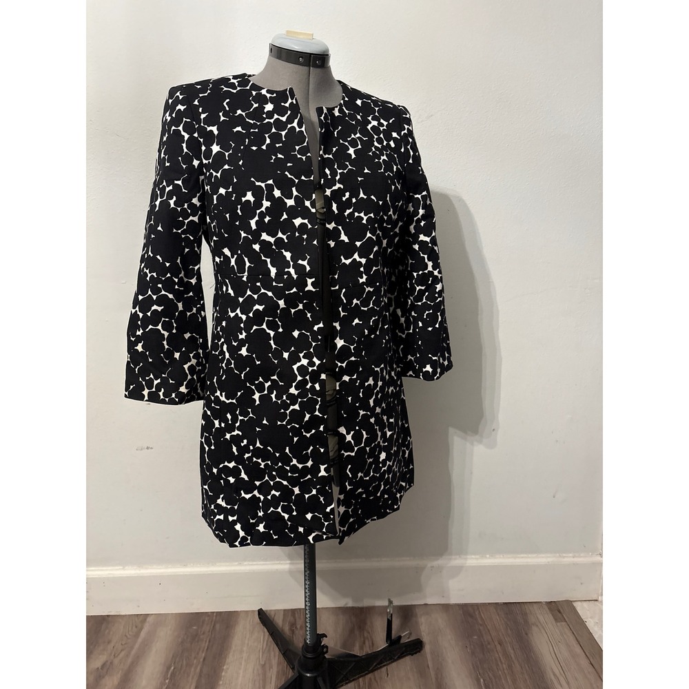Jones Studio Separates Jacket Women 10 Black White Excellent Abstract Floral Mod